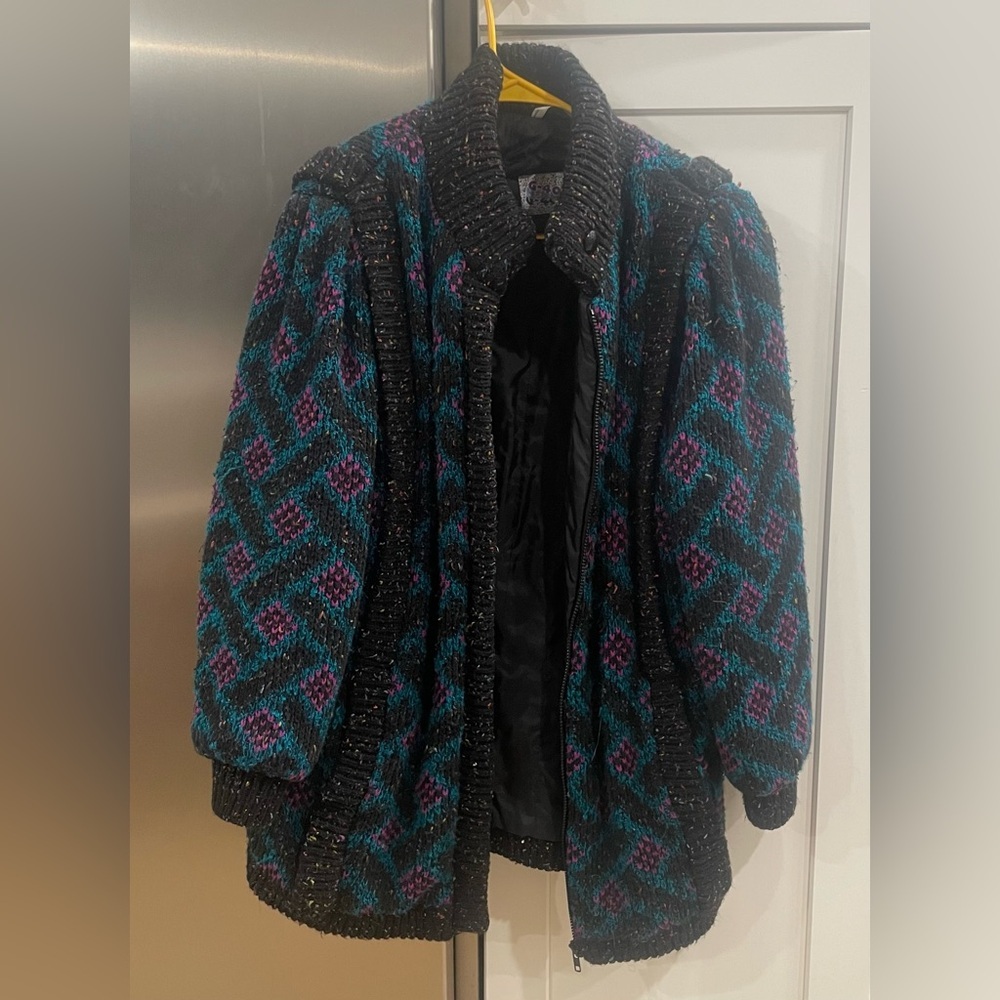 Vintage Knitted Jacket G-4000 Women’s Full Zip Small Vintage Retro 80’s